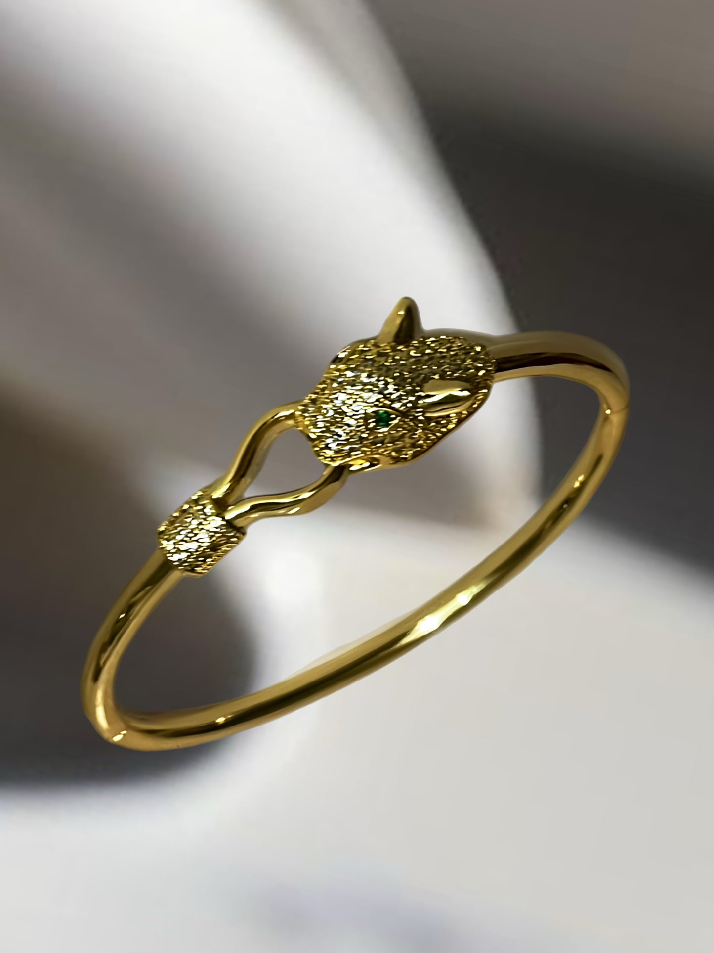 18k Gold Plated Lion Head Bangle