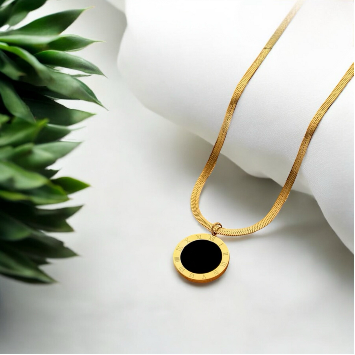 Fashionable Stainless Steel Roman Numbers Necklace and Earring Set