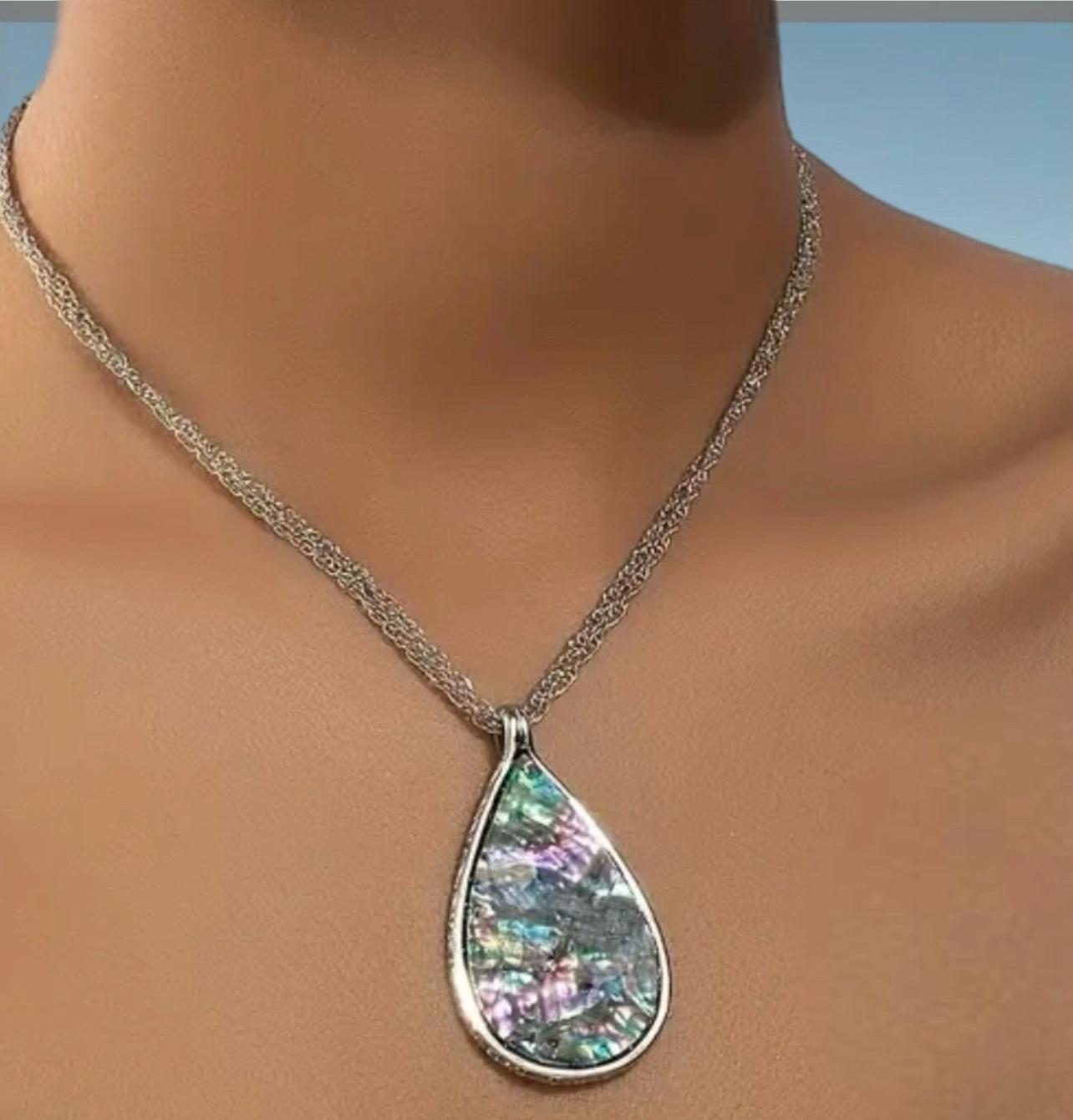 Iridescent Abalone Shell Elegance Necklace and Earring Set