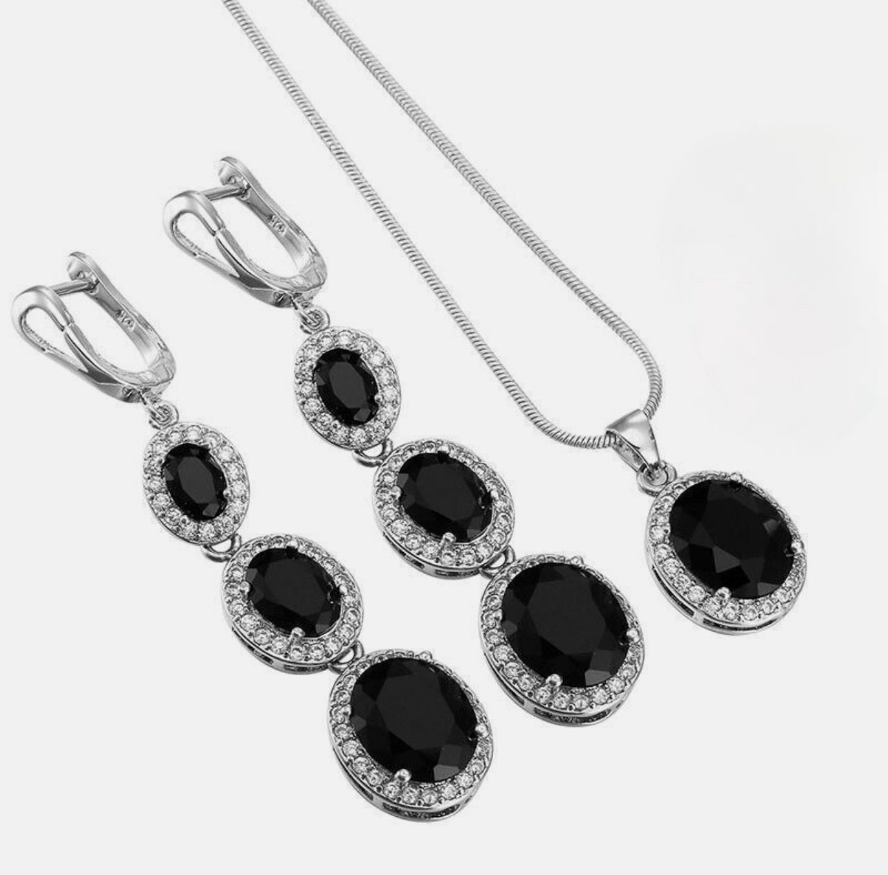 Midnight Elegance Black Onyx Necklace and Earrings Set
