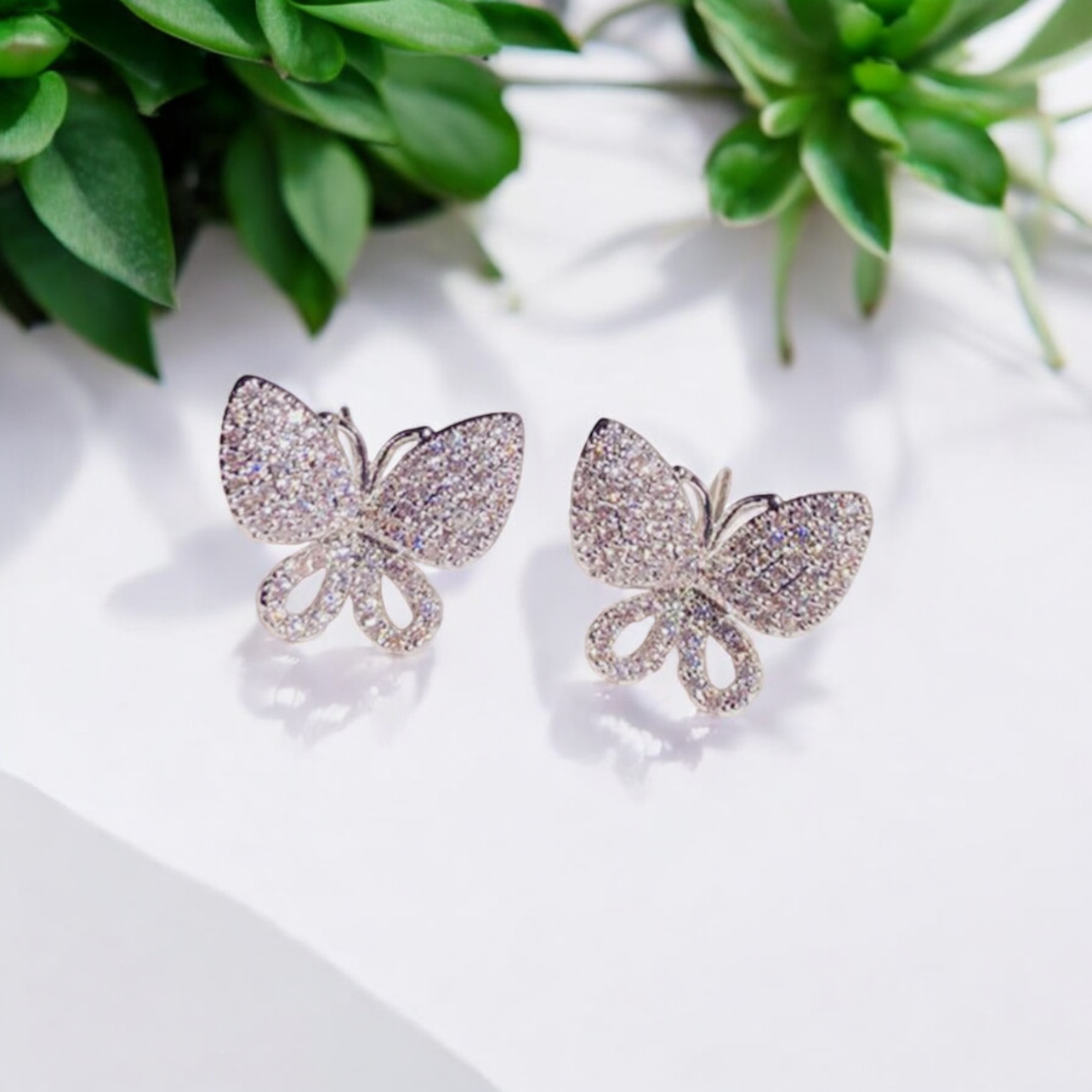 Silver Filled- Eternal Grace Butterfly Studs Earrings