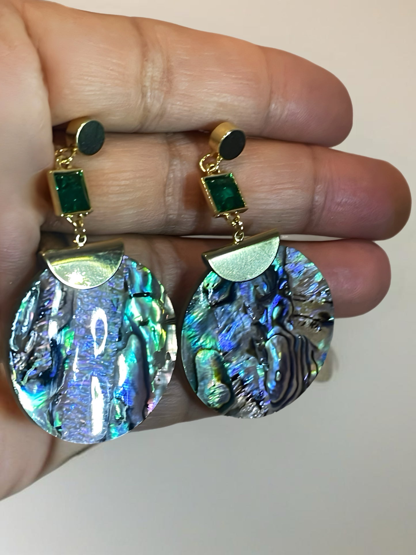 Fashion Iridescent Round Faux Abalone Earrings