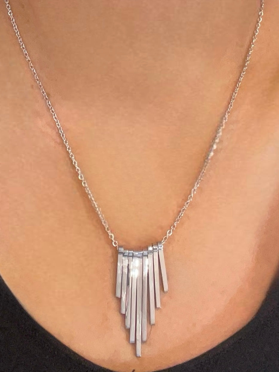 Fashion Stainless Steel Pendant “V” Necklace and Earring Set