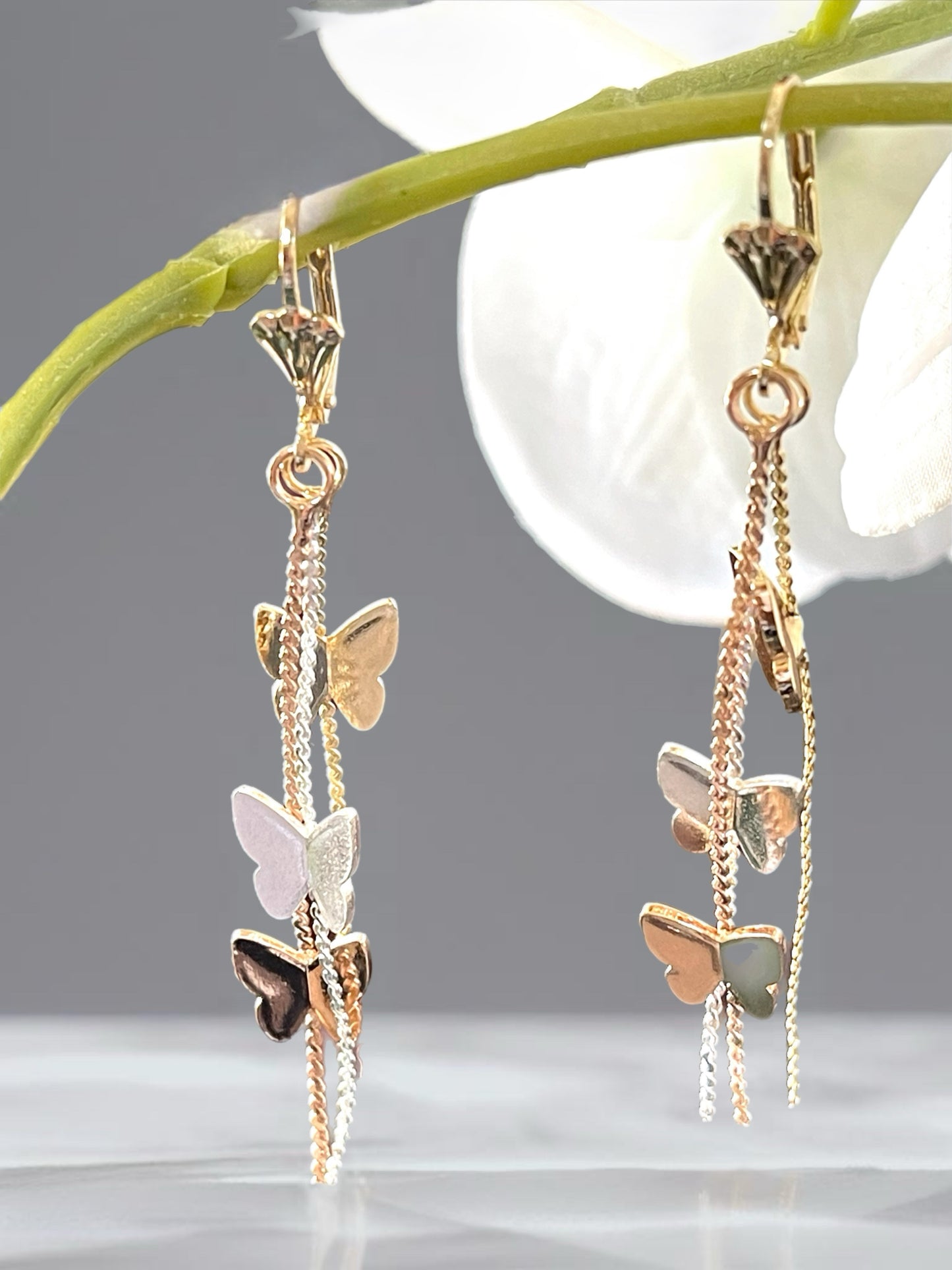 Gold Filled  Serena Butterfly Hanging Three colors earrings