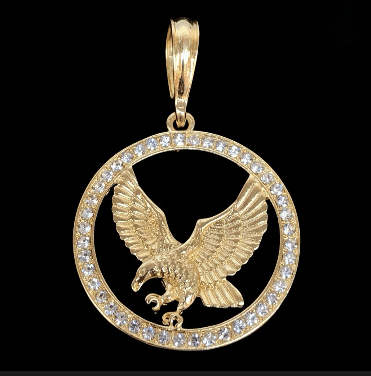 18K Gold Plated Italian Cubic Zirconia Eagle Pendant
