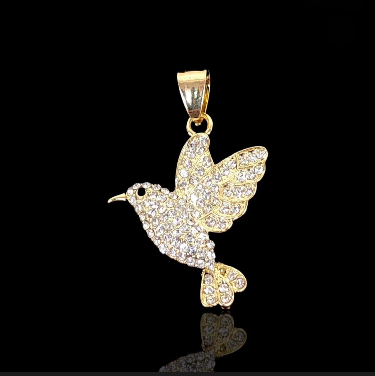18K Gold Plated Flying Dove with Cubic Zirconia