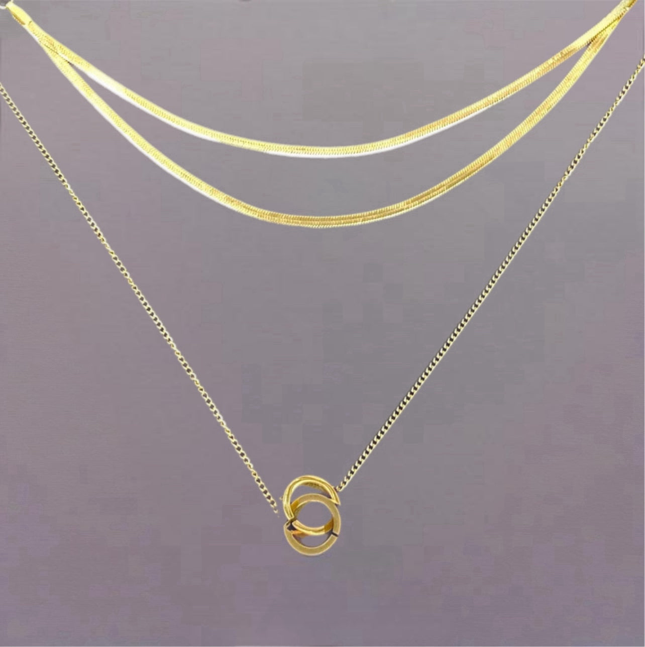 Gold Plated Stainless Steel Merry Necklace Earrings Set