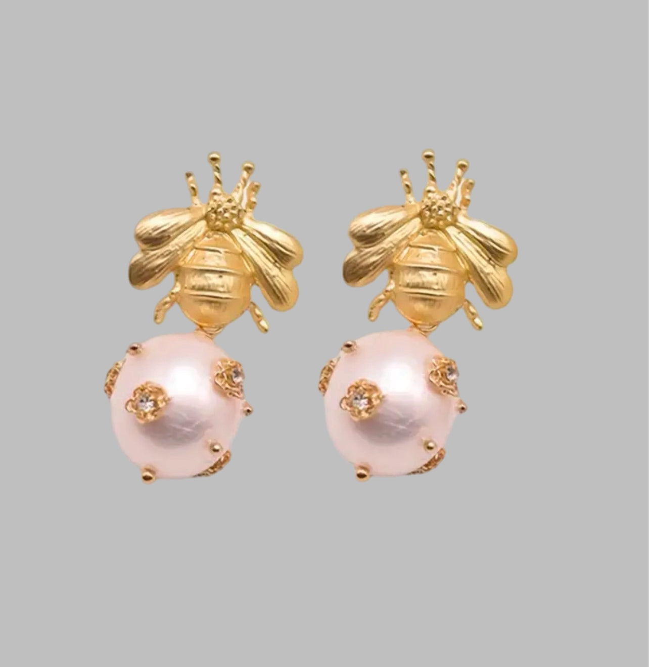 Bubble Bee Faux Pearls Earrings with 18k Details