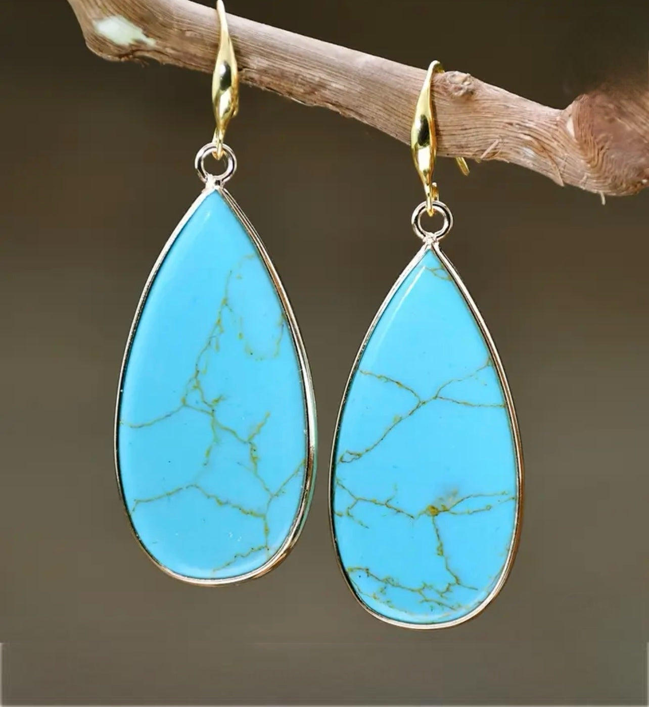 Elegant Blue Natural Stone Earrings