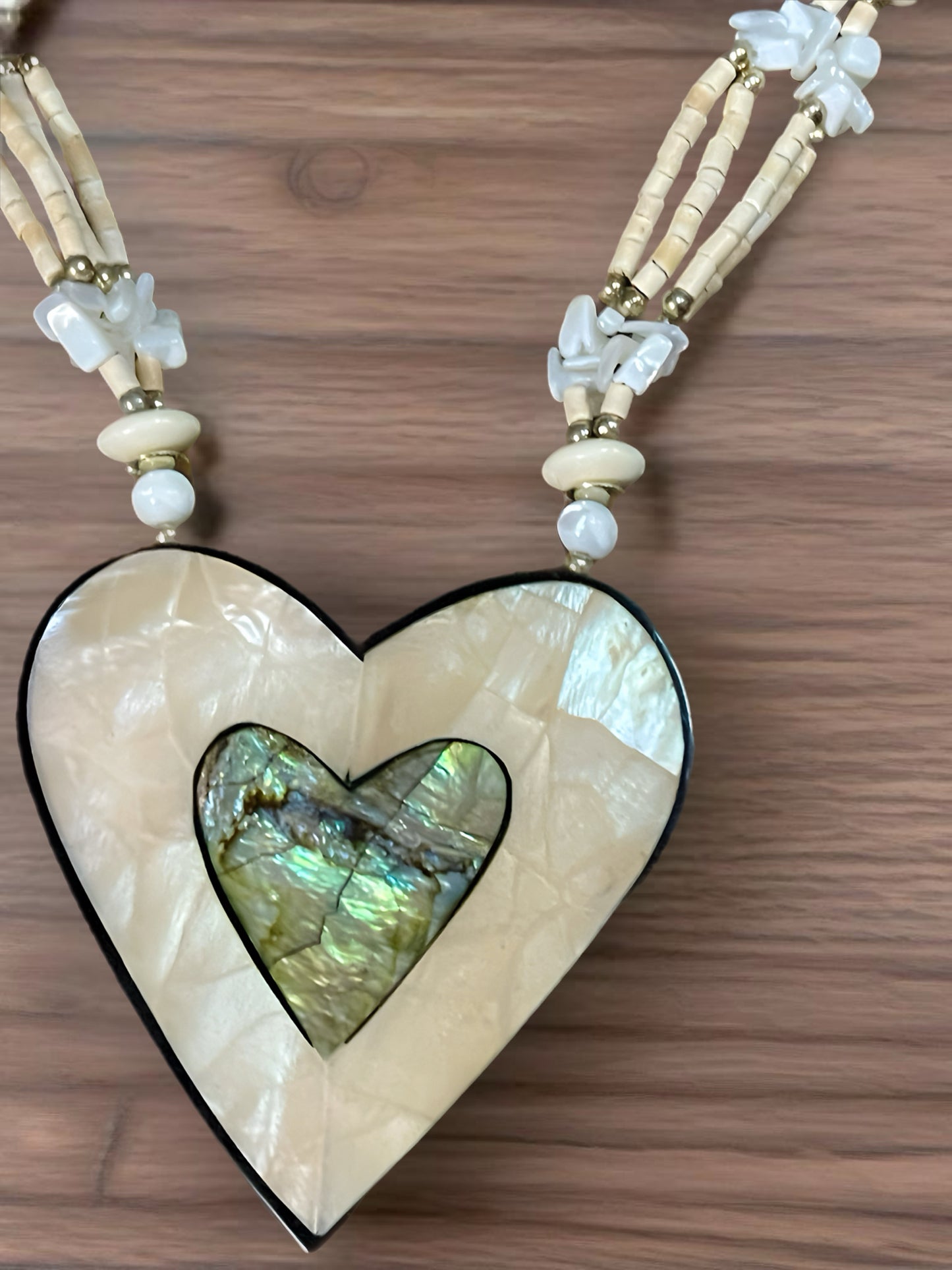Egyptian Heart Shaped Sea Shell Pearl Necklace