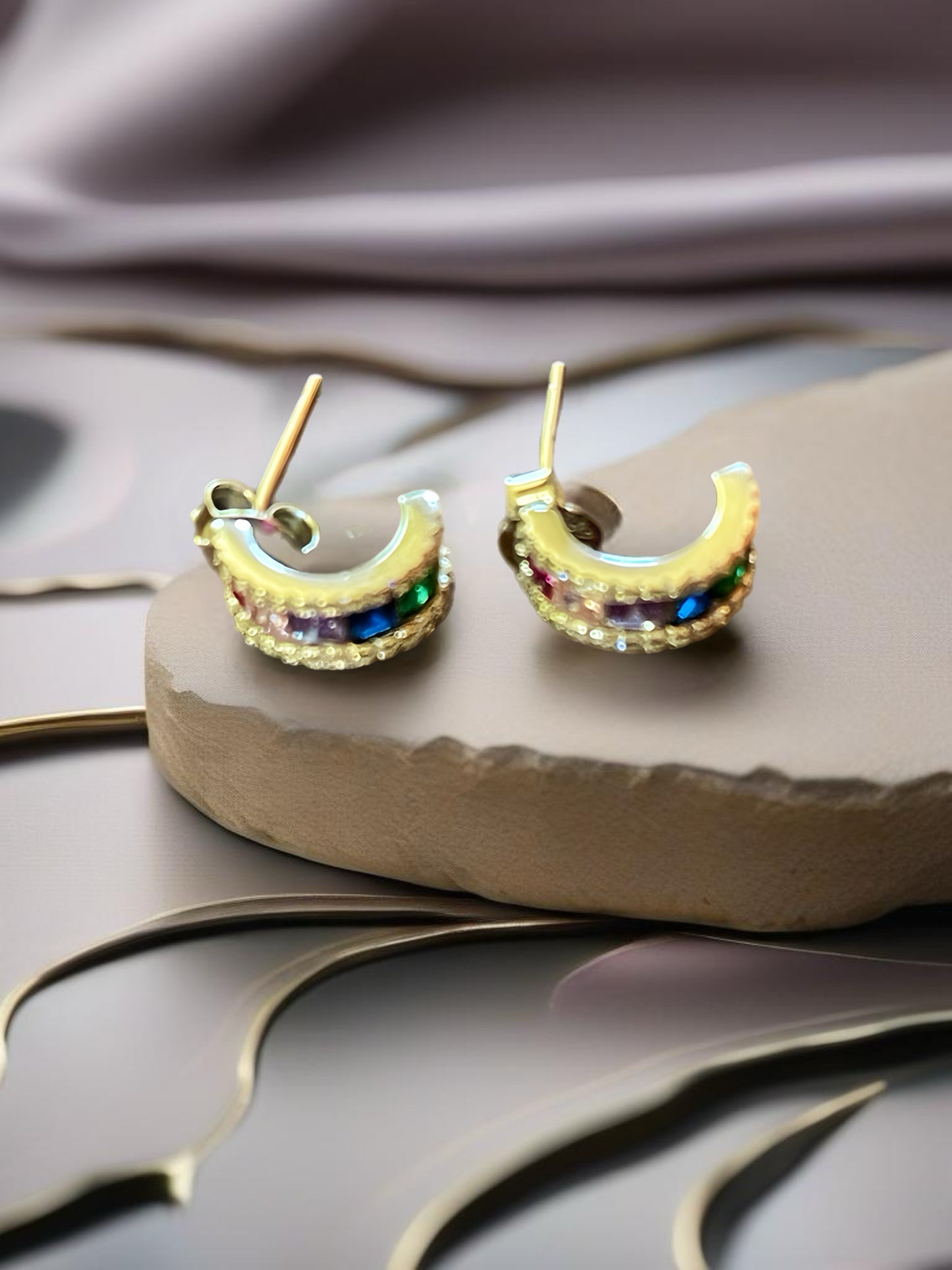 18k Gold Plated Multi-Stone Necklace and Earring Set