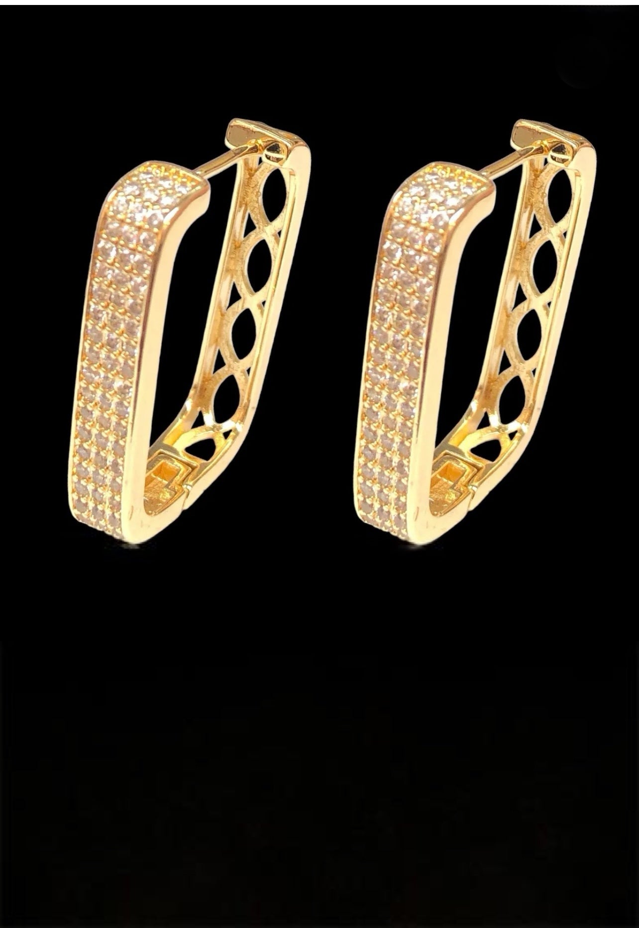 18K Gold Filled Cubic Zirconia Square Hoop Earrings