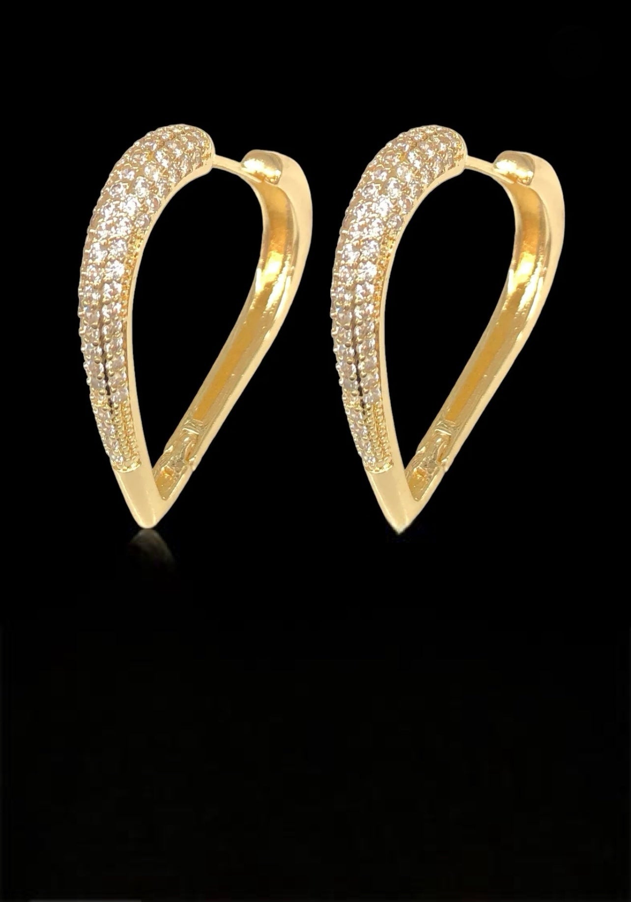 18K Gold Filled Heart Shaped Diamond Earrings
