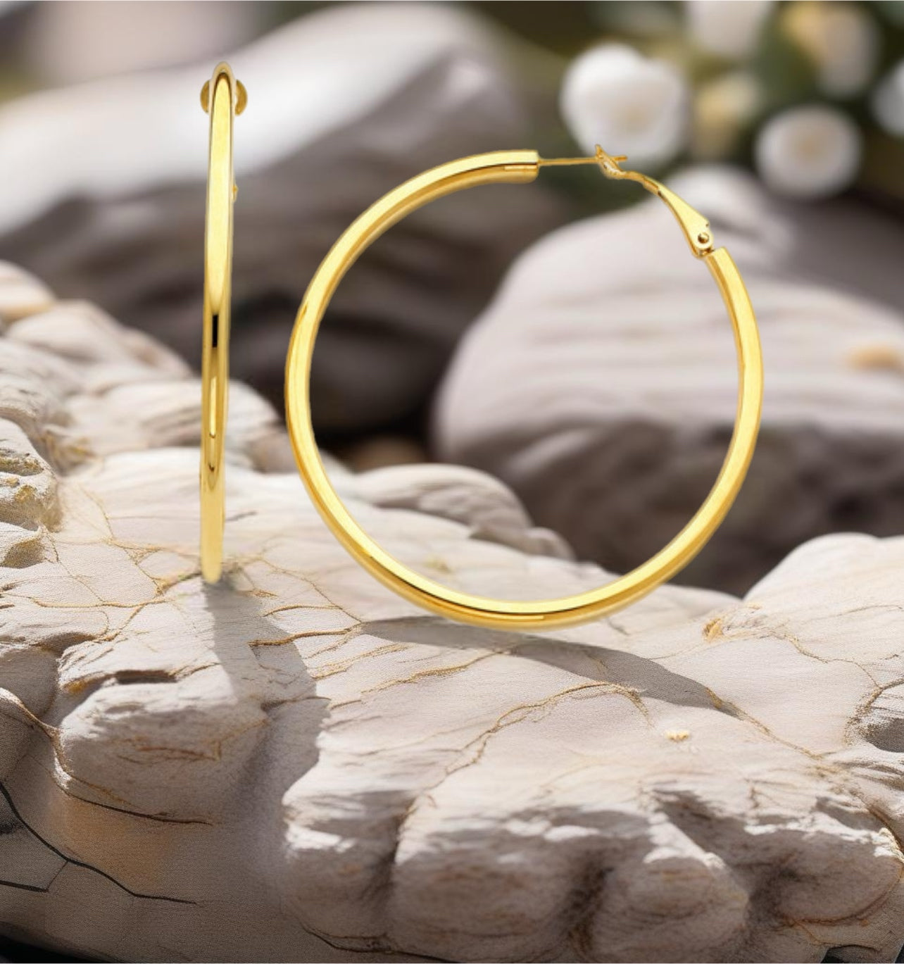 Genuine Solid 18K Gold Hoop Earrings
