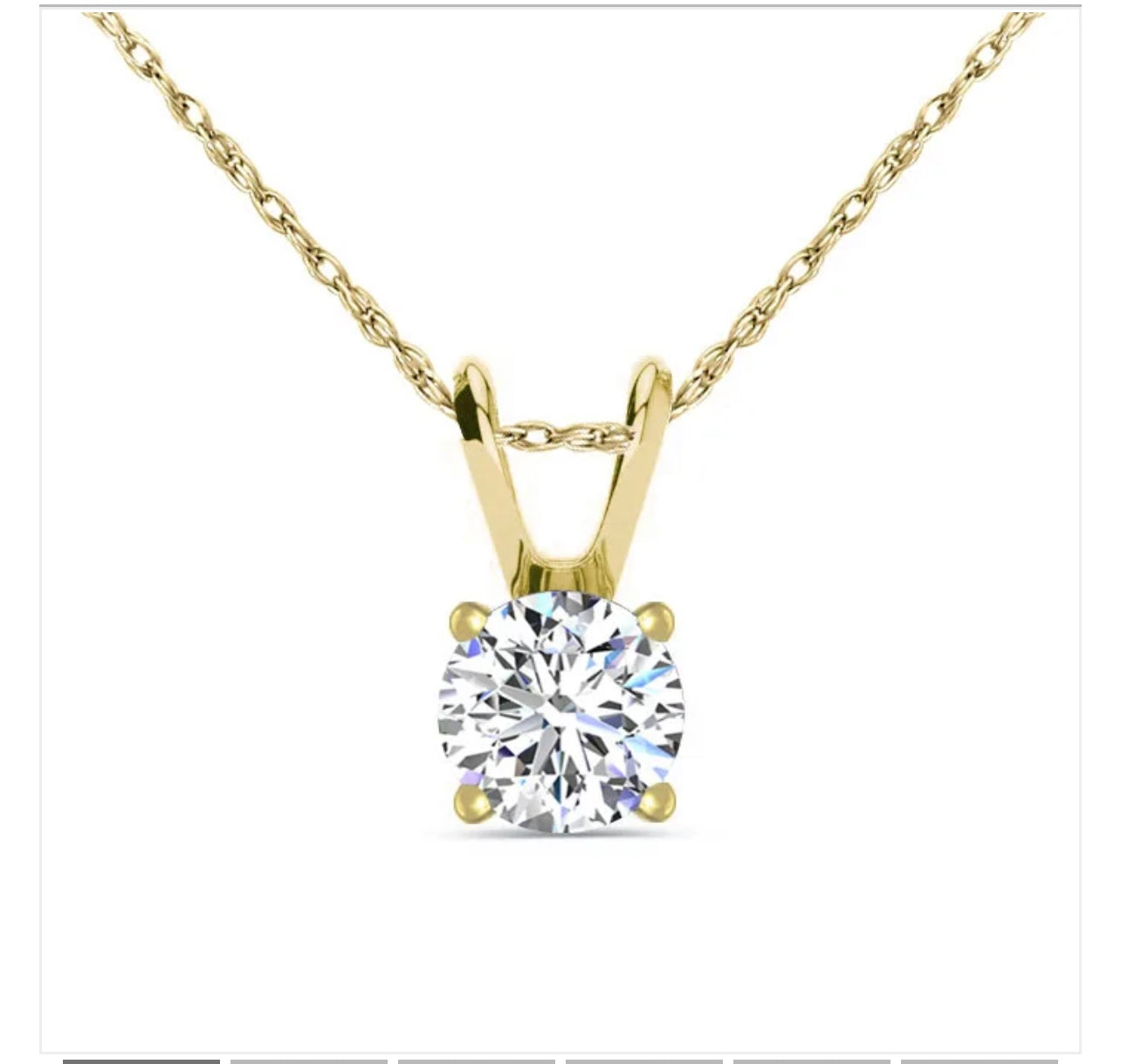 Genuine Solid 14K Gold Zircon Stone Pendant Necklace