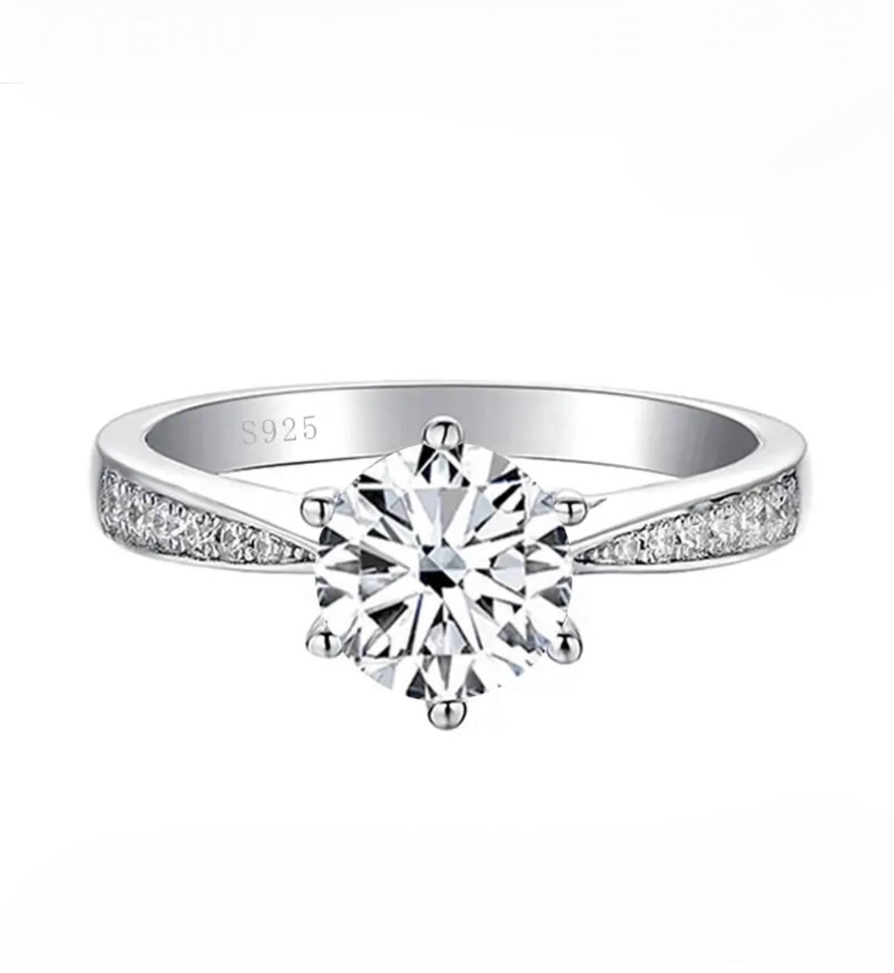 Genuine 925 Silver Moissanite Ring