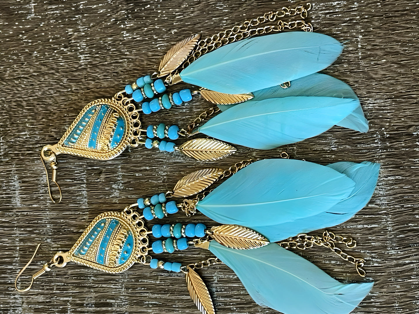 Blue Feather Fashion Earrings