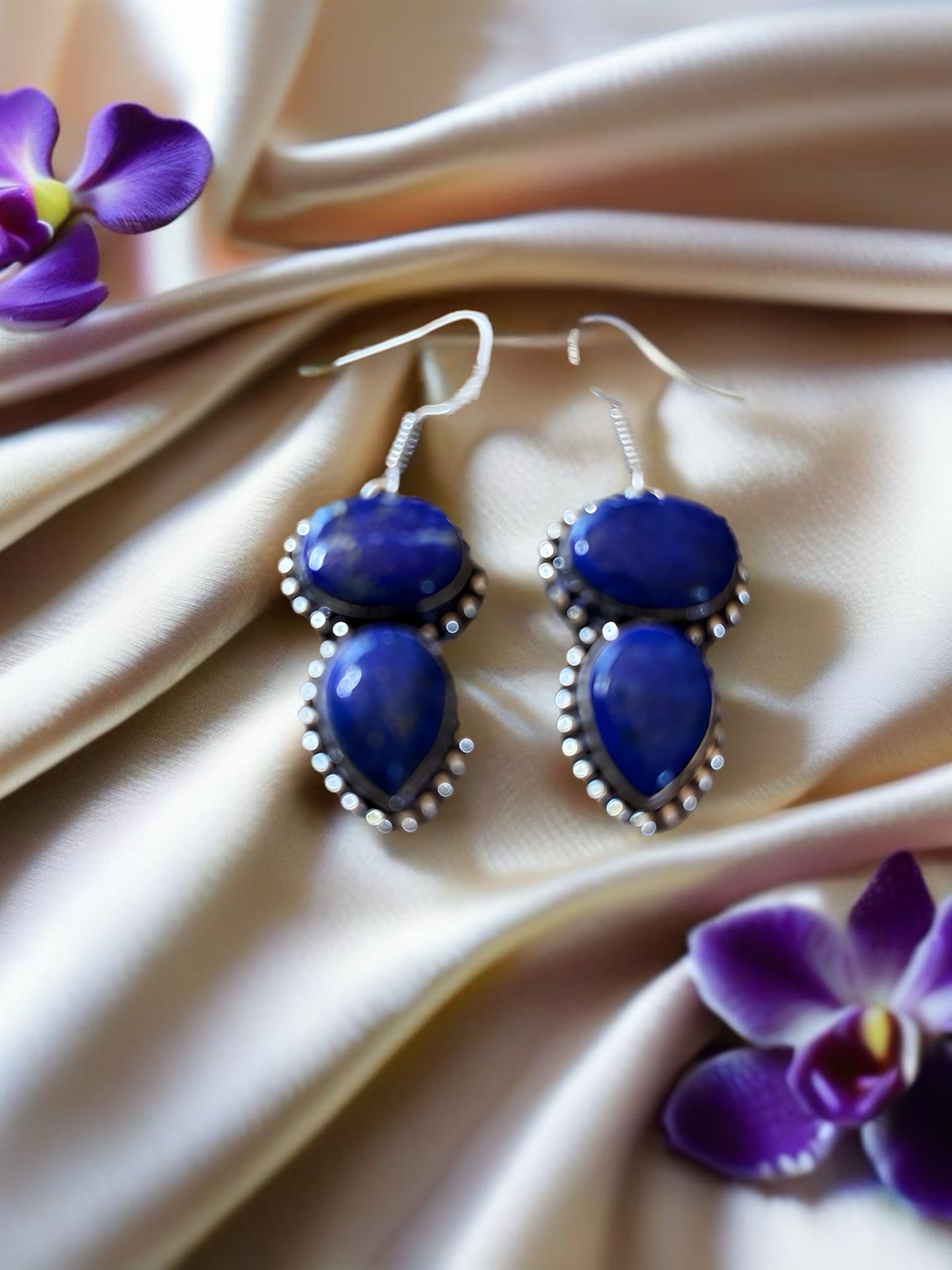 Lapis Lazuli Stone Fashion Necklace and Earring Set