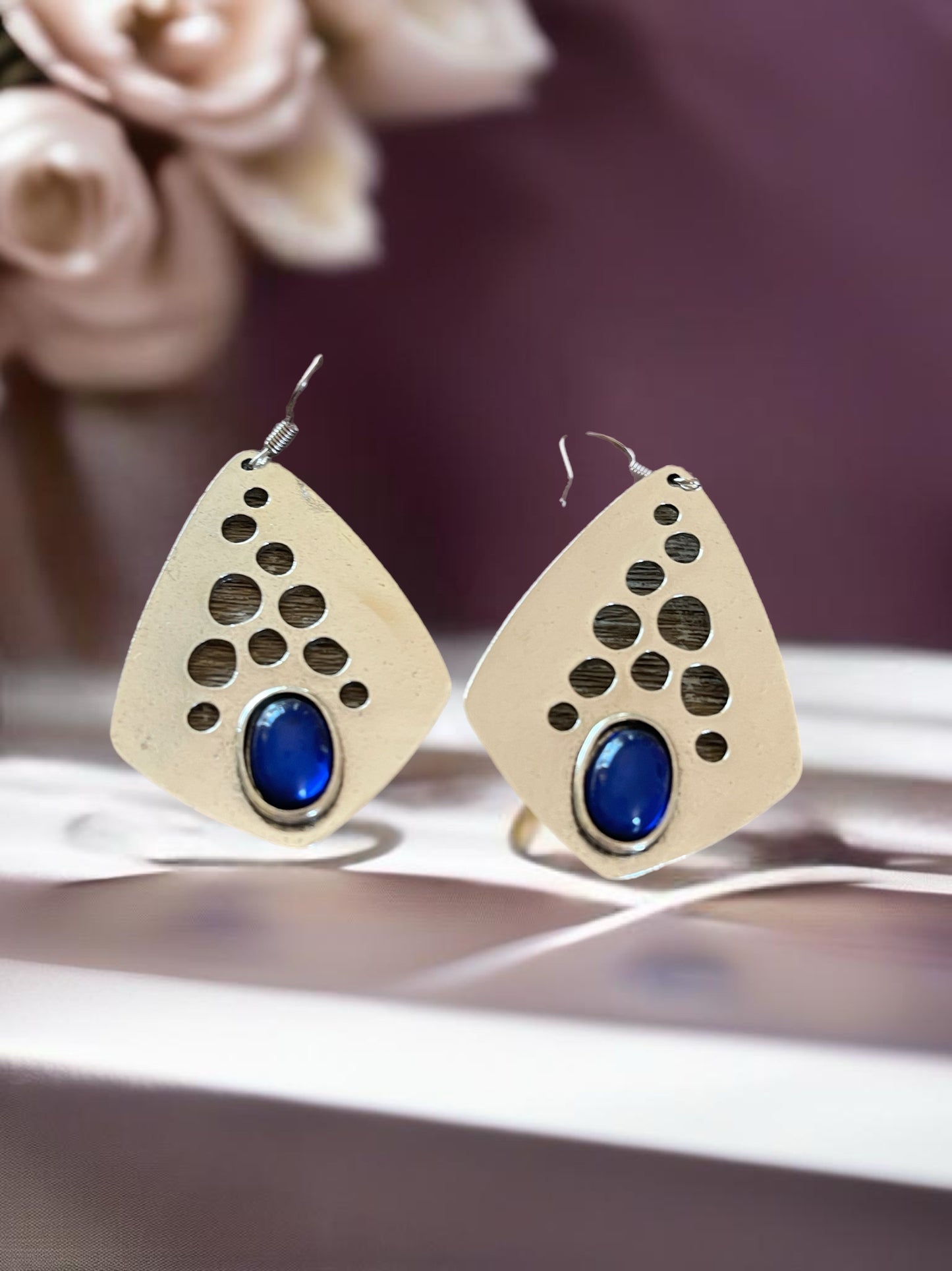 Blue Stone Fashion Necklace and Earring Set