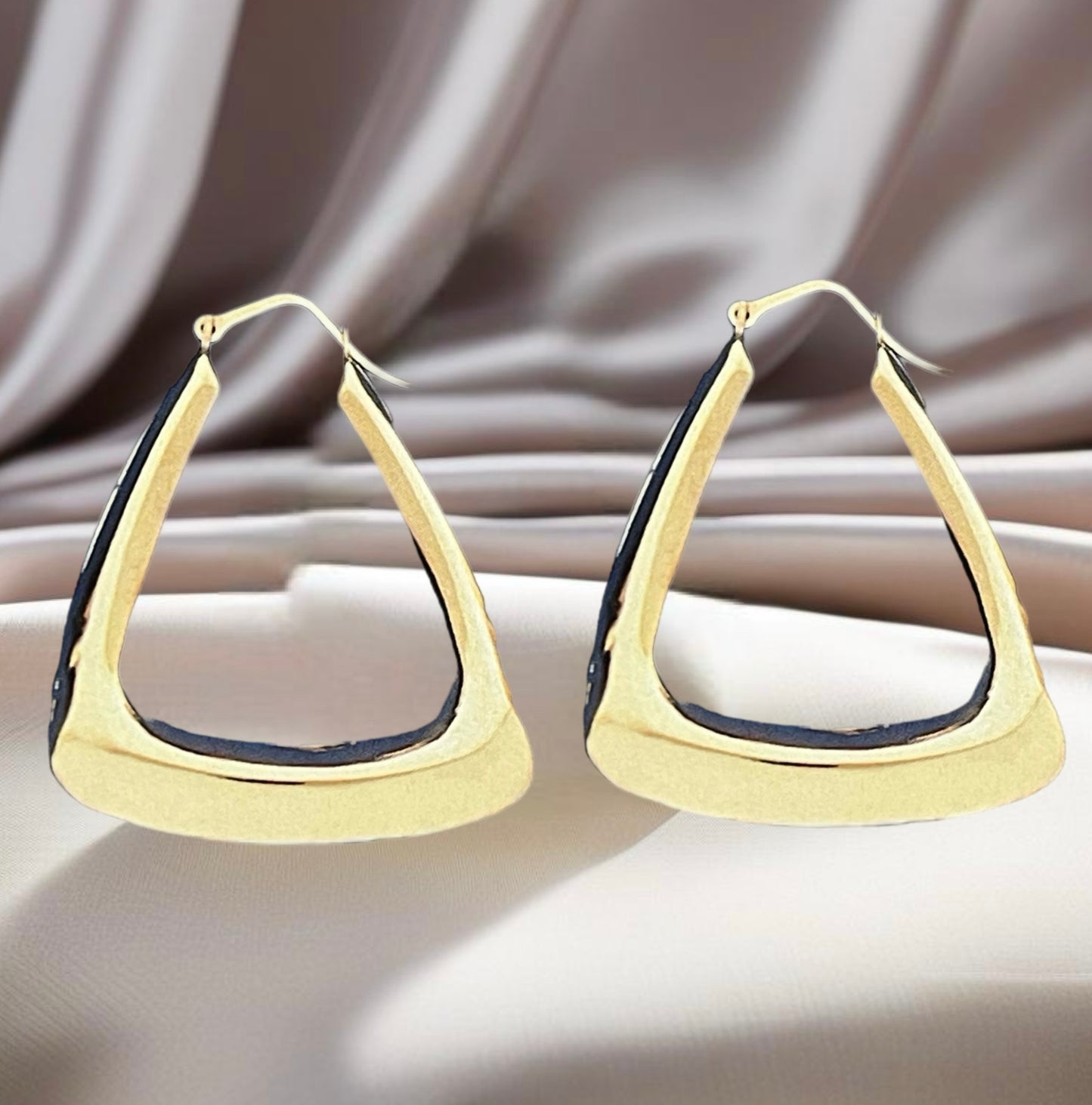 Genuine Solid 14K Gold Triangle Earrings