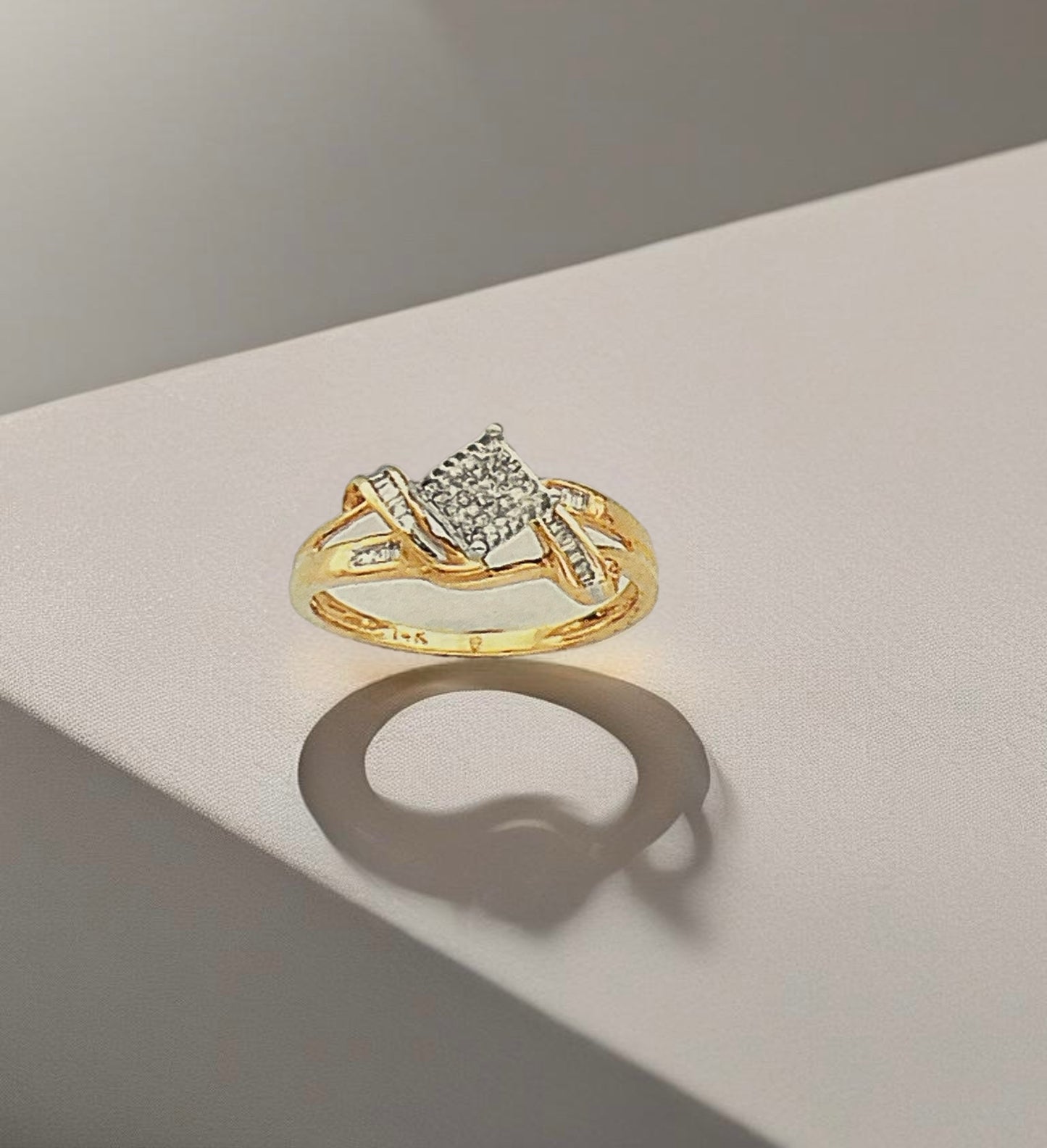 Solid 14K Gold and Diamond Ring