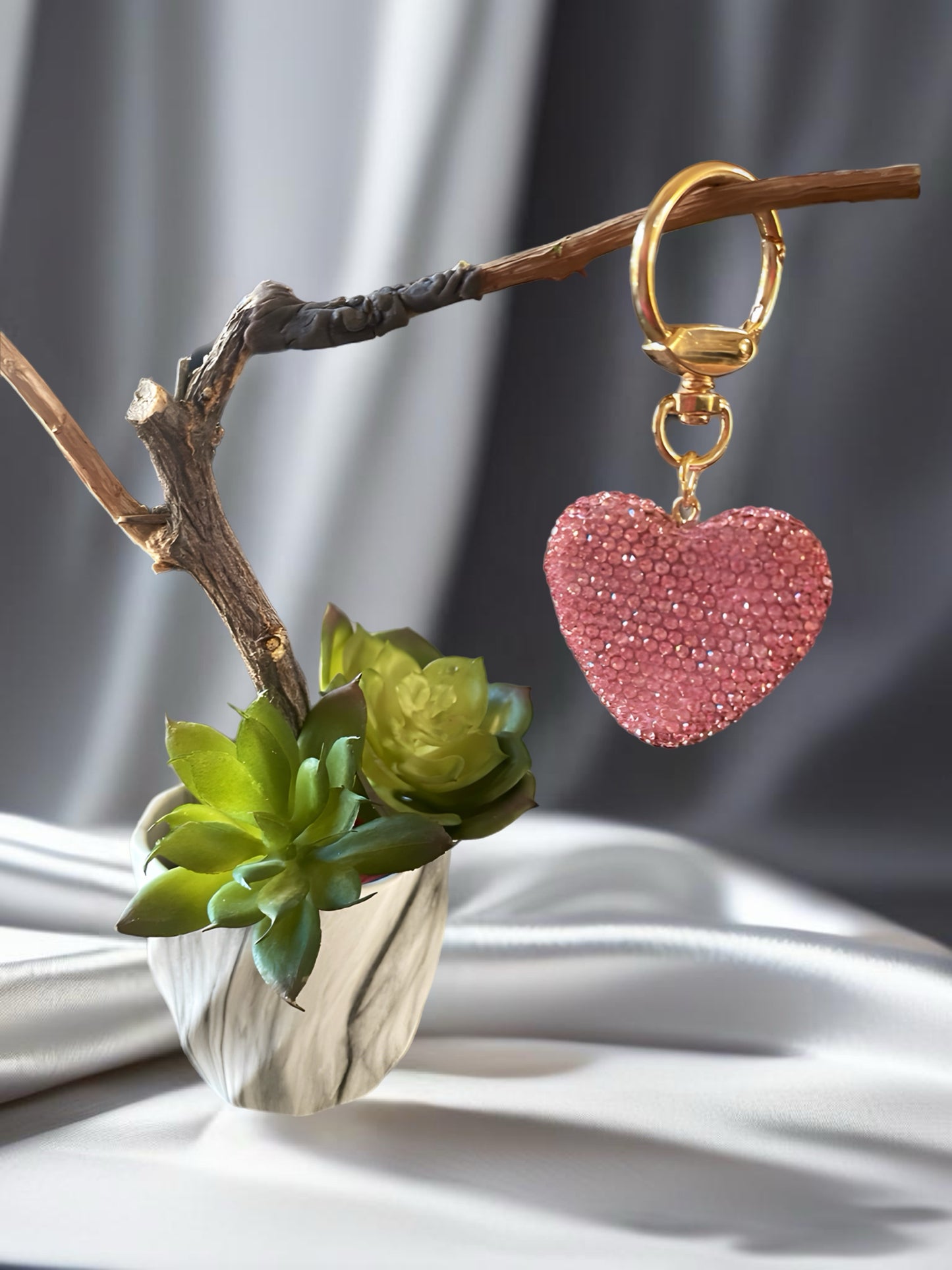 Pink Shining Heart Keychain