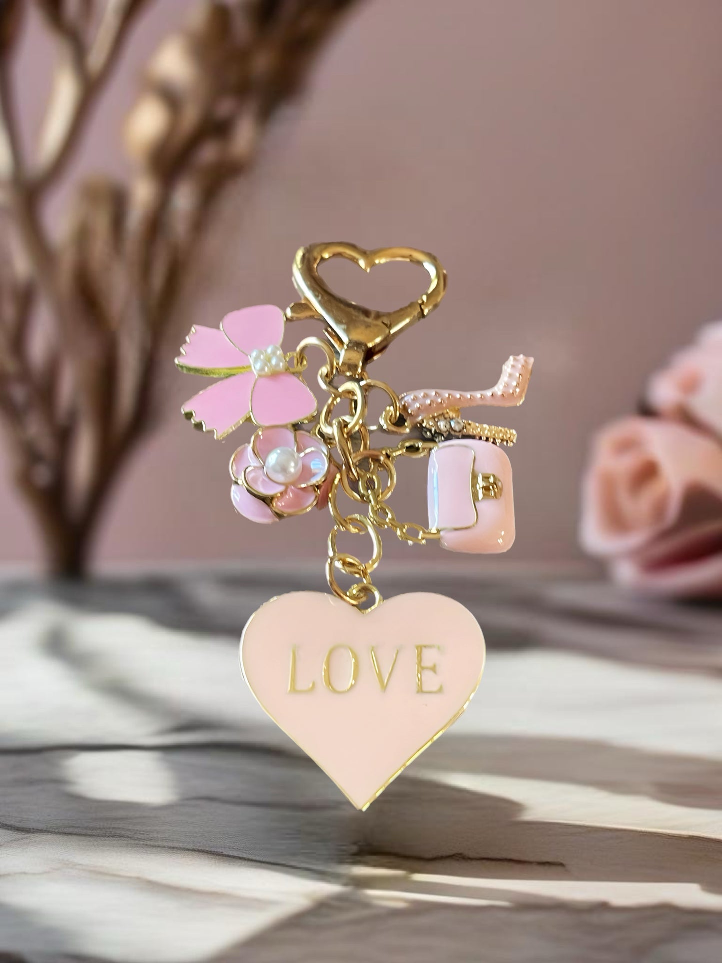 Fashion Delicate Pink Heart Keychain