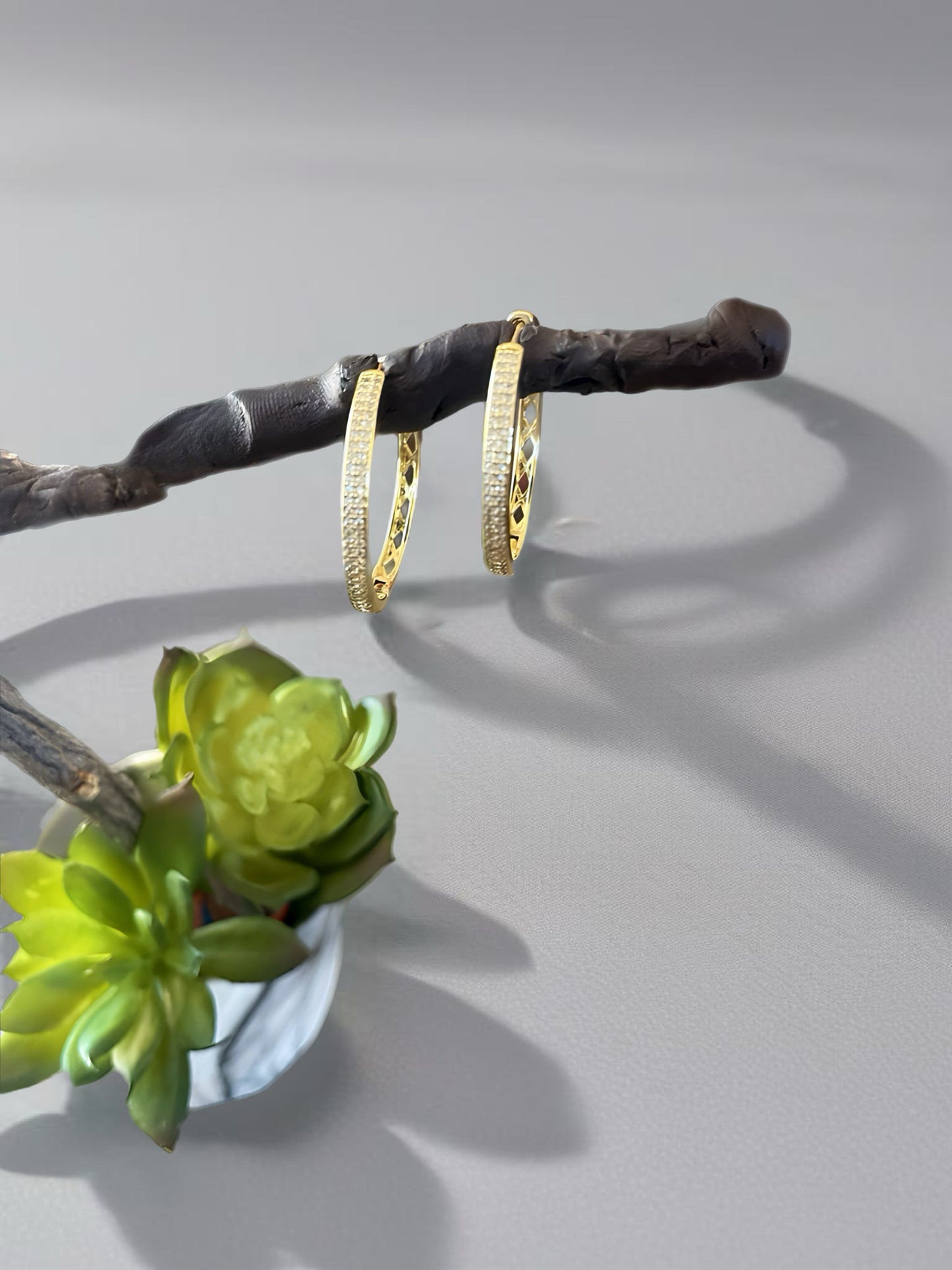 18k Gold Filled Classic Lab Zircon Hoop Earrings