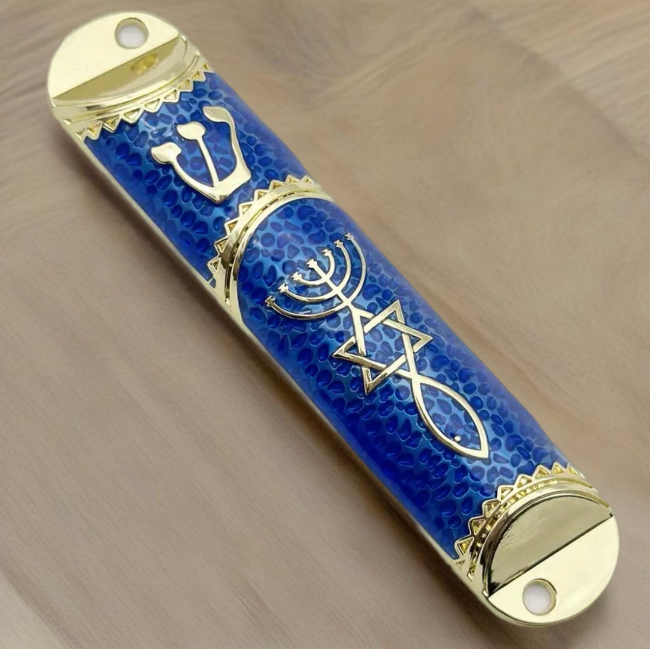 Mezuzah case with Christian Symbol 4.2”