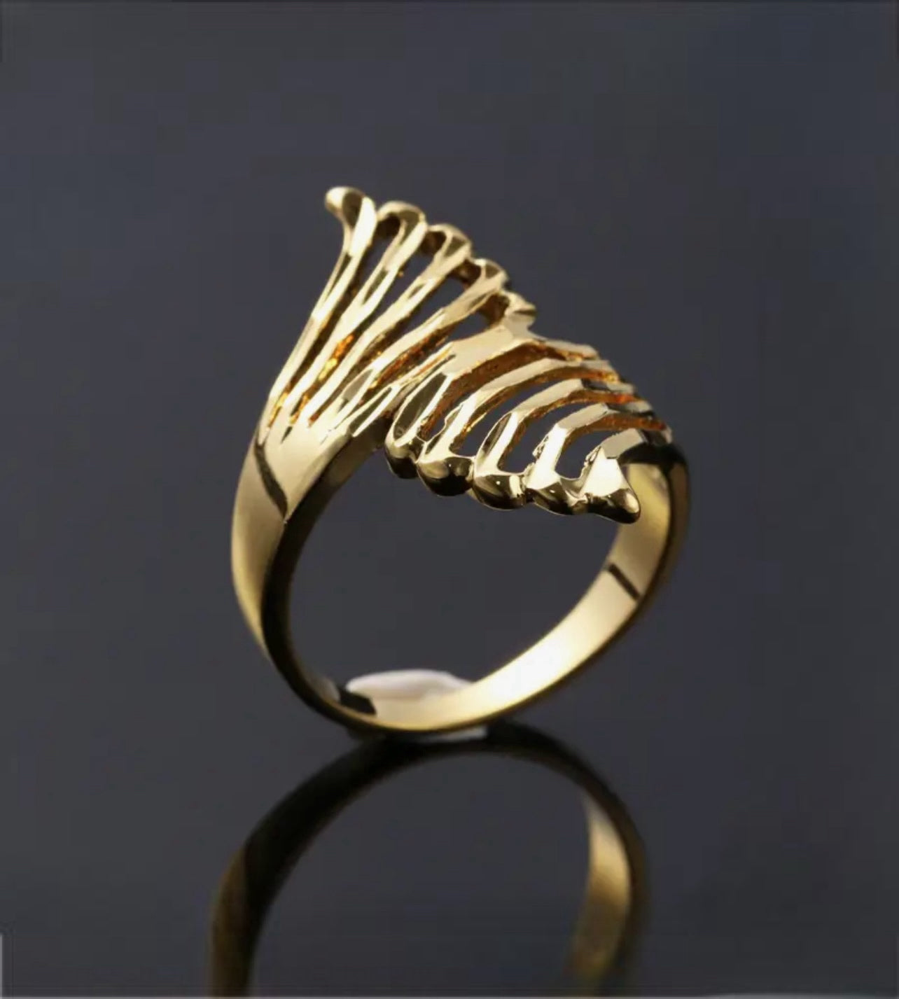 Gold Plated Open Cut Modern Ring