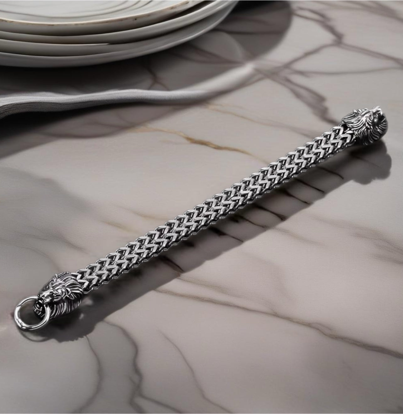 Titanium Steel Lion Head Man Bracelet