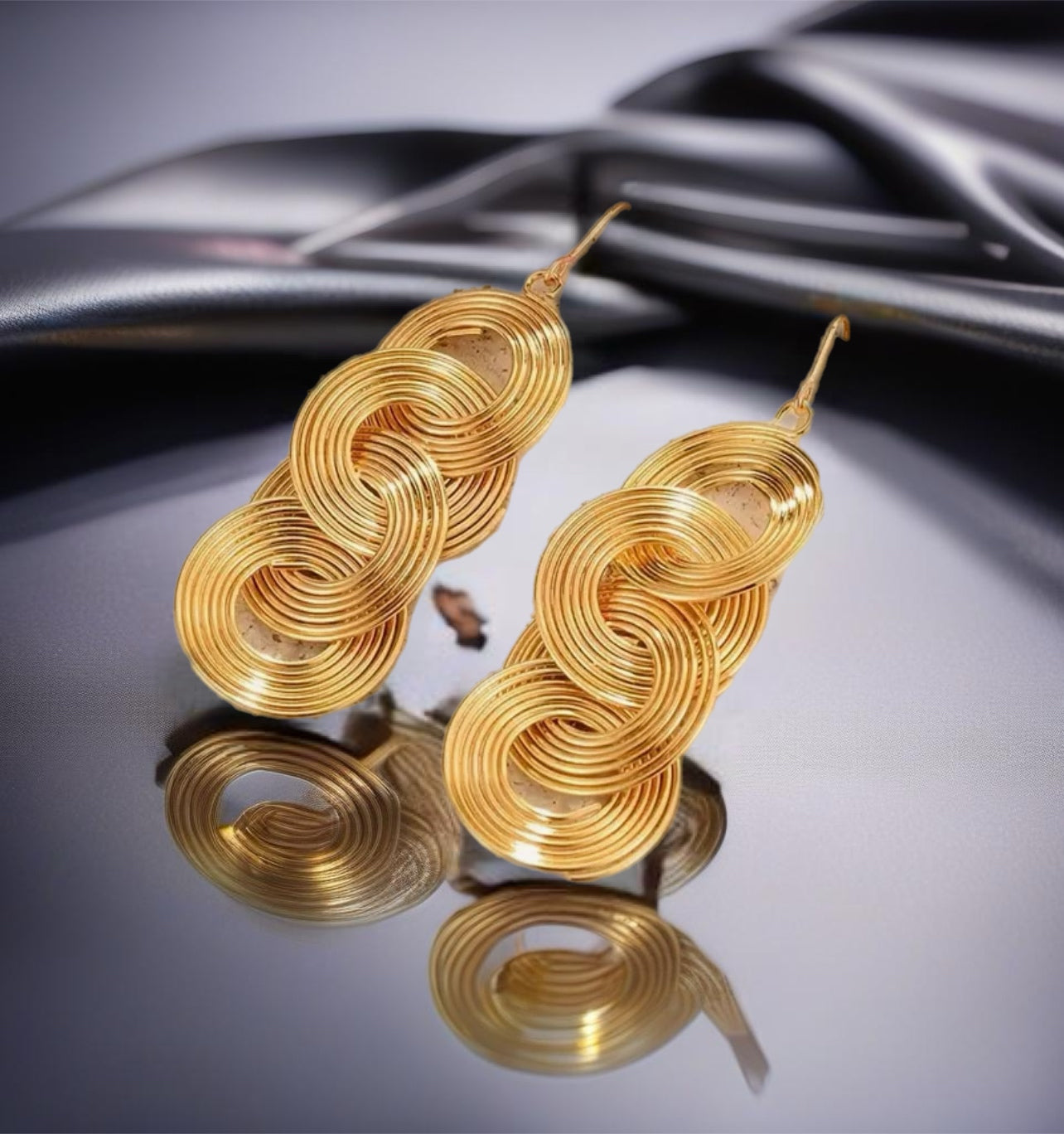 18K Gold Plated Circle Drop Dangle Earrings