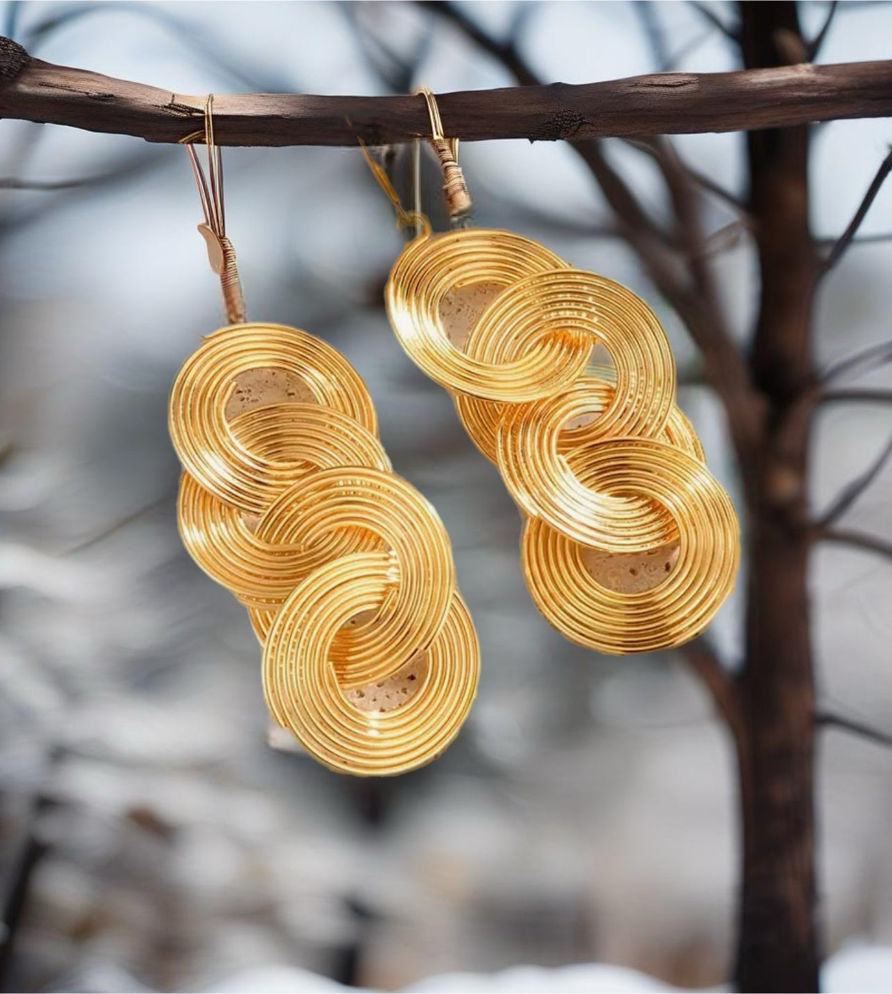 18K Gold Plated Circle Drop Dangle Earrings