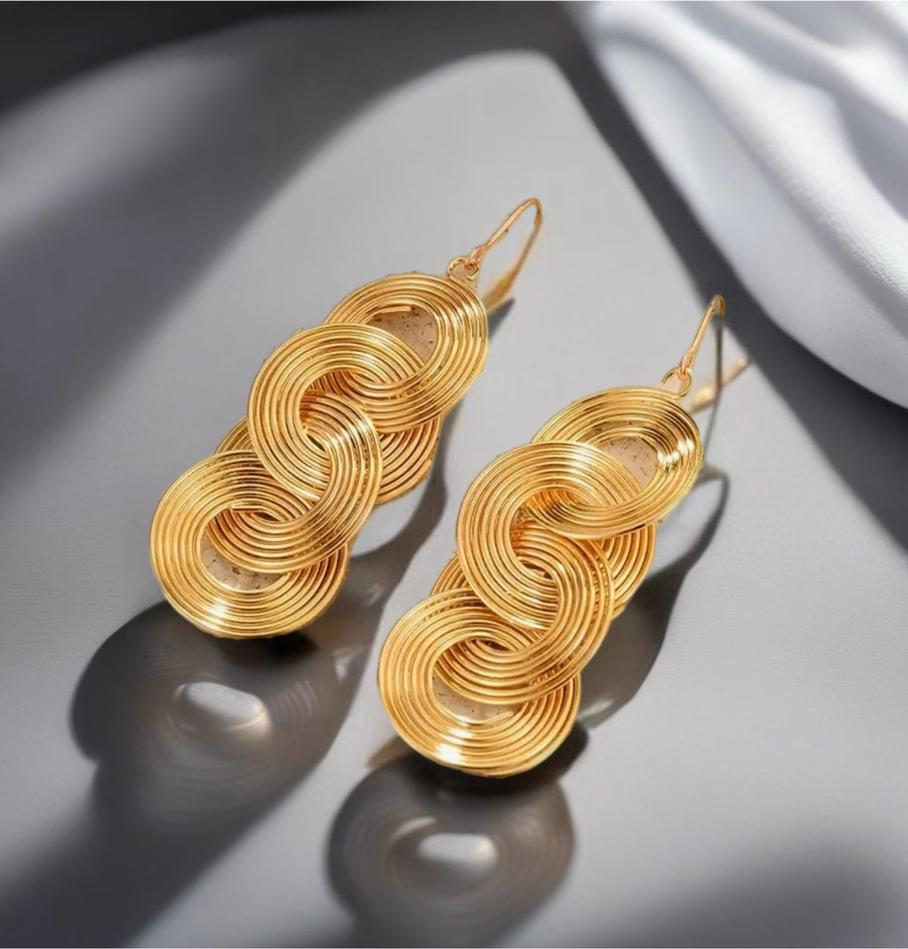 18K Gold Plated Circle Drop Dangle Earrings
