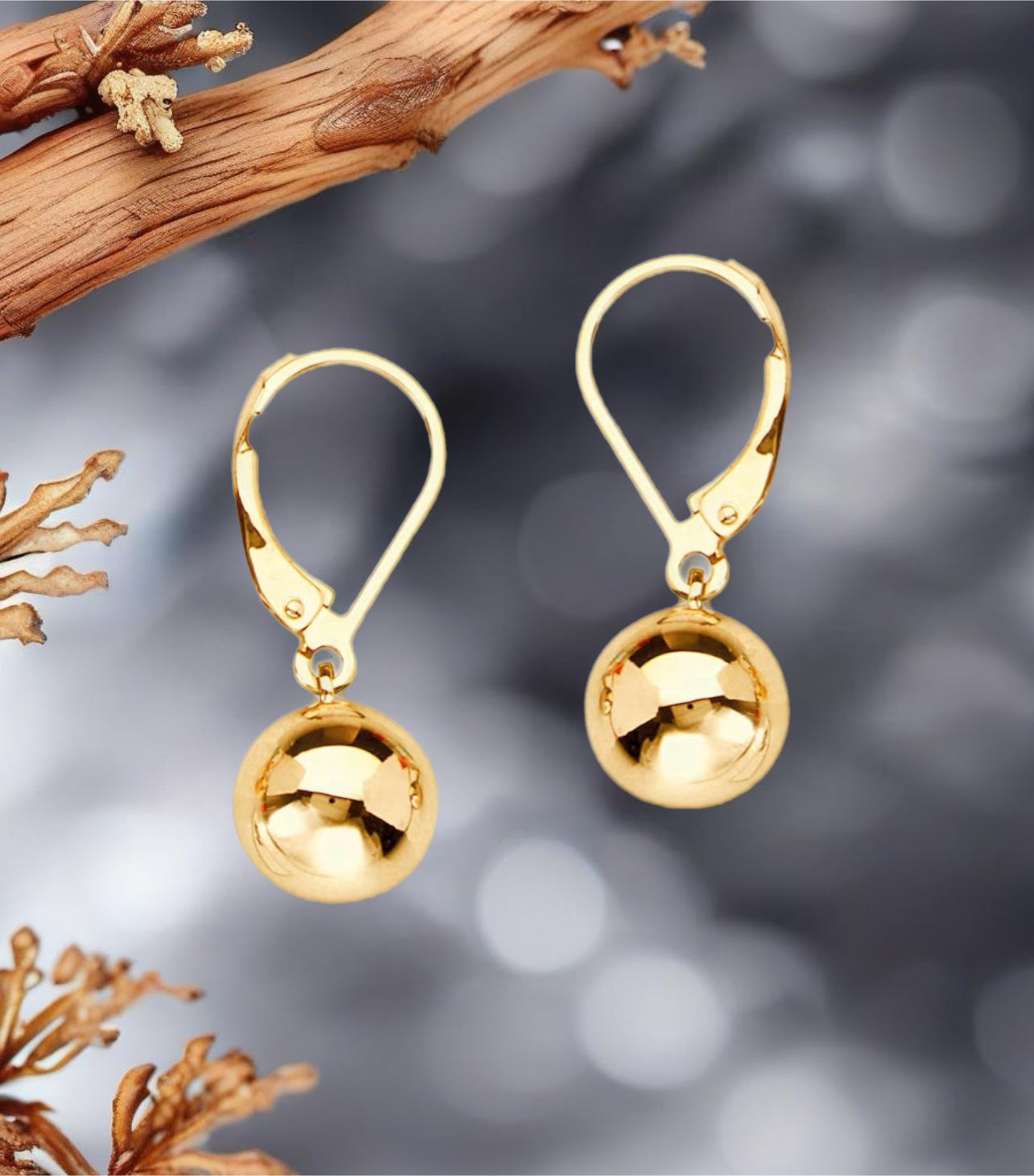 Genuine Solid 14K Gold Drop Earring