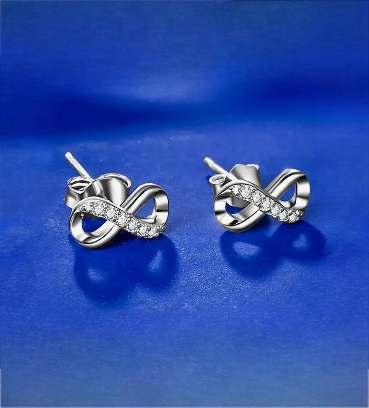 White Gold Plated Infinity Earring with Zirconia