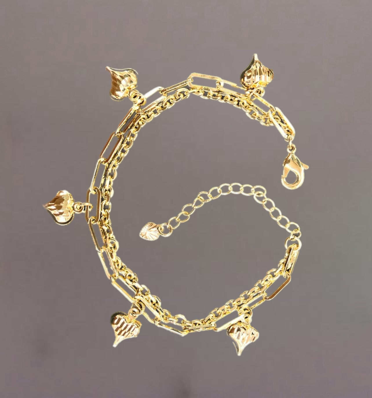 18k Gold Filled Eternal Heart Charm Bracelet