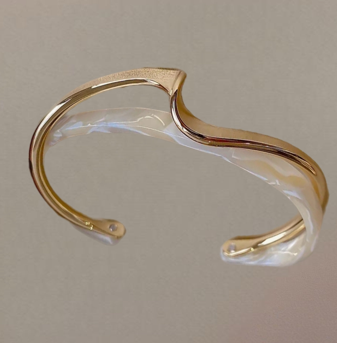 Gold Plated Faux Pearl Twisted Bracelet