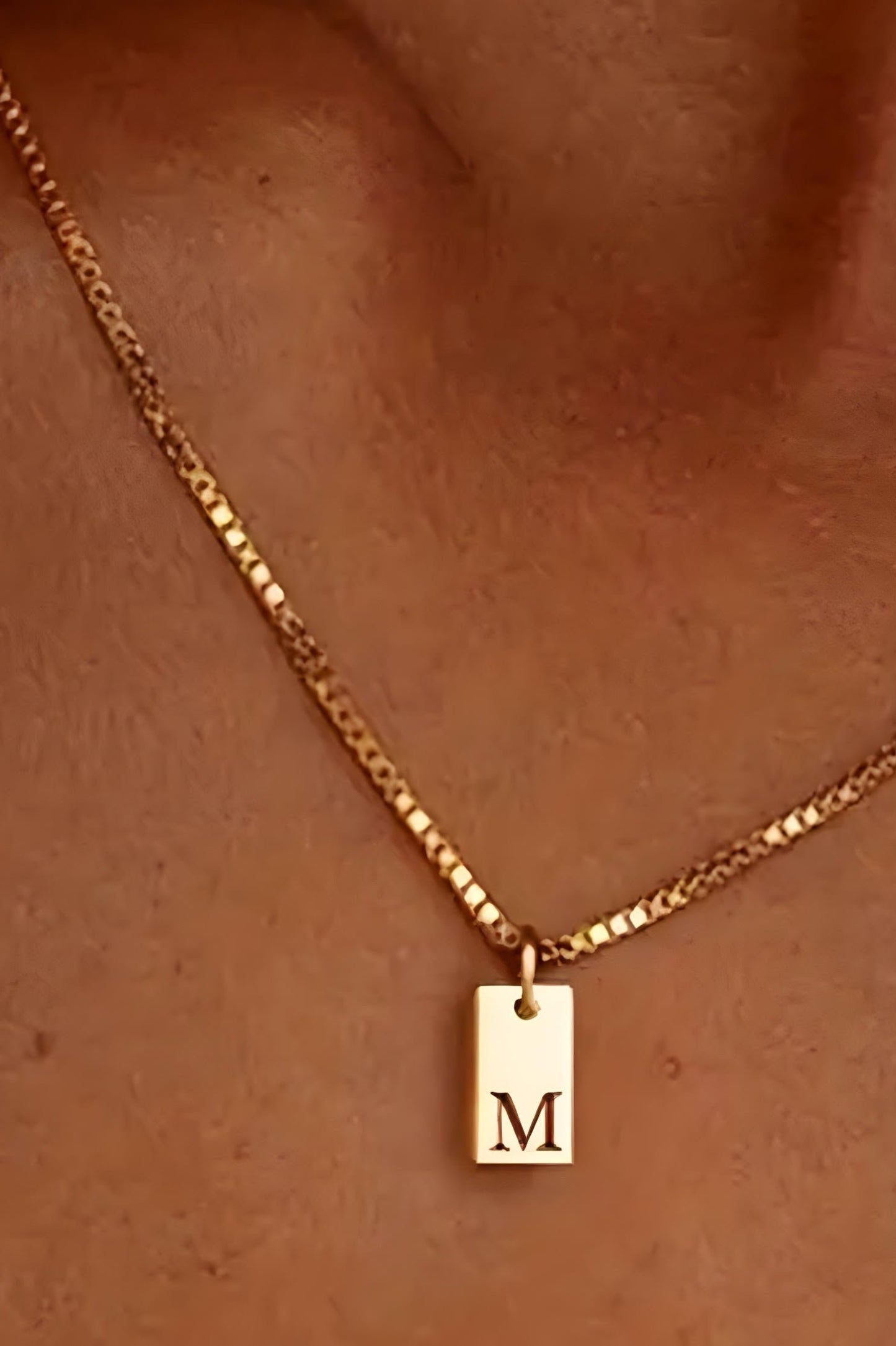 Genuine Solid Gold 14K Block Letter Pendant Necklace