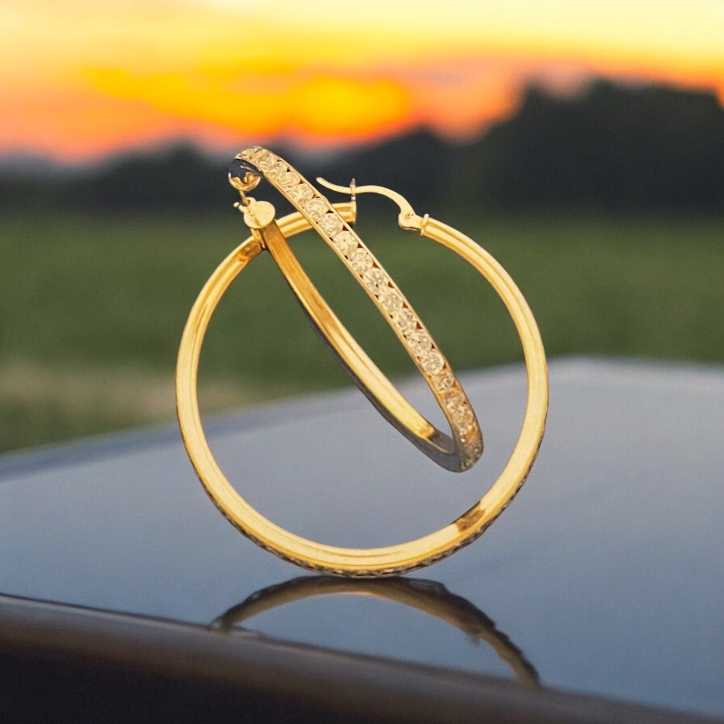 Genuine Solid 14K Gold Hoop  Earrings