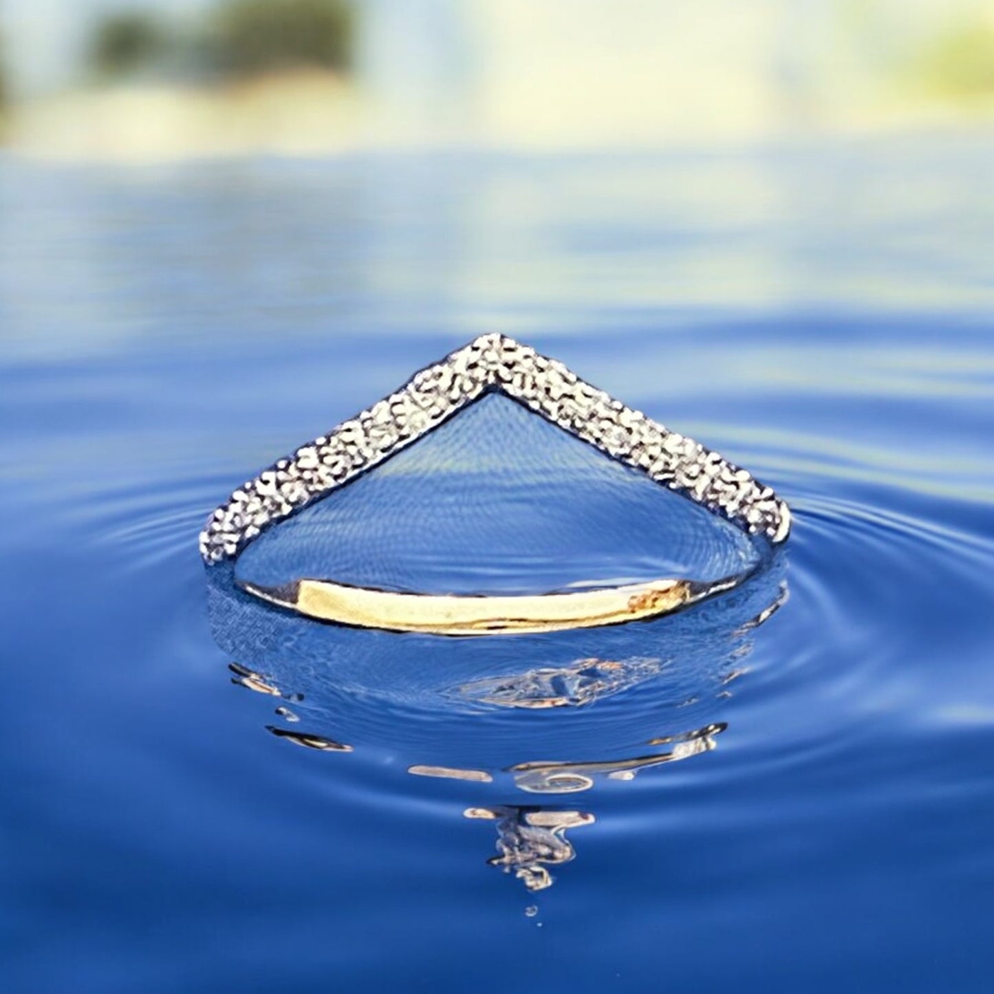 Solid 14K White Gold Diamond Ring