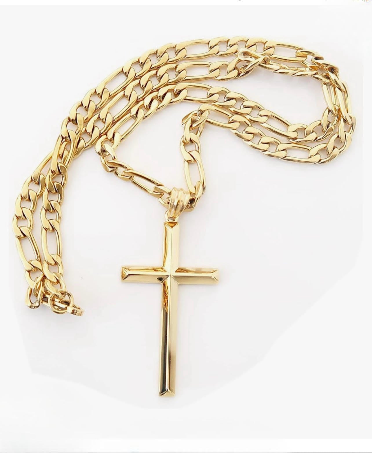 Genuine 14K Gold Cross Pendant Necklace