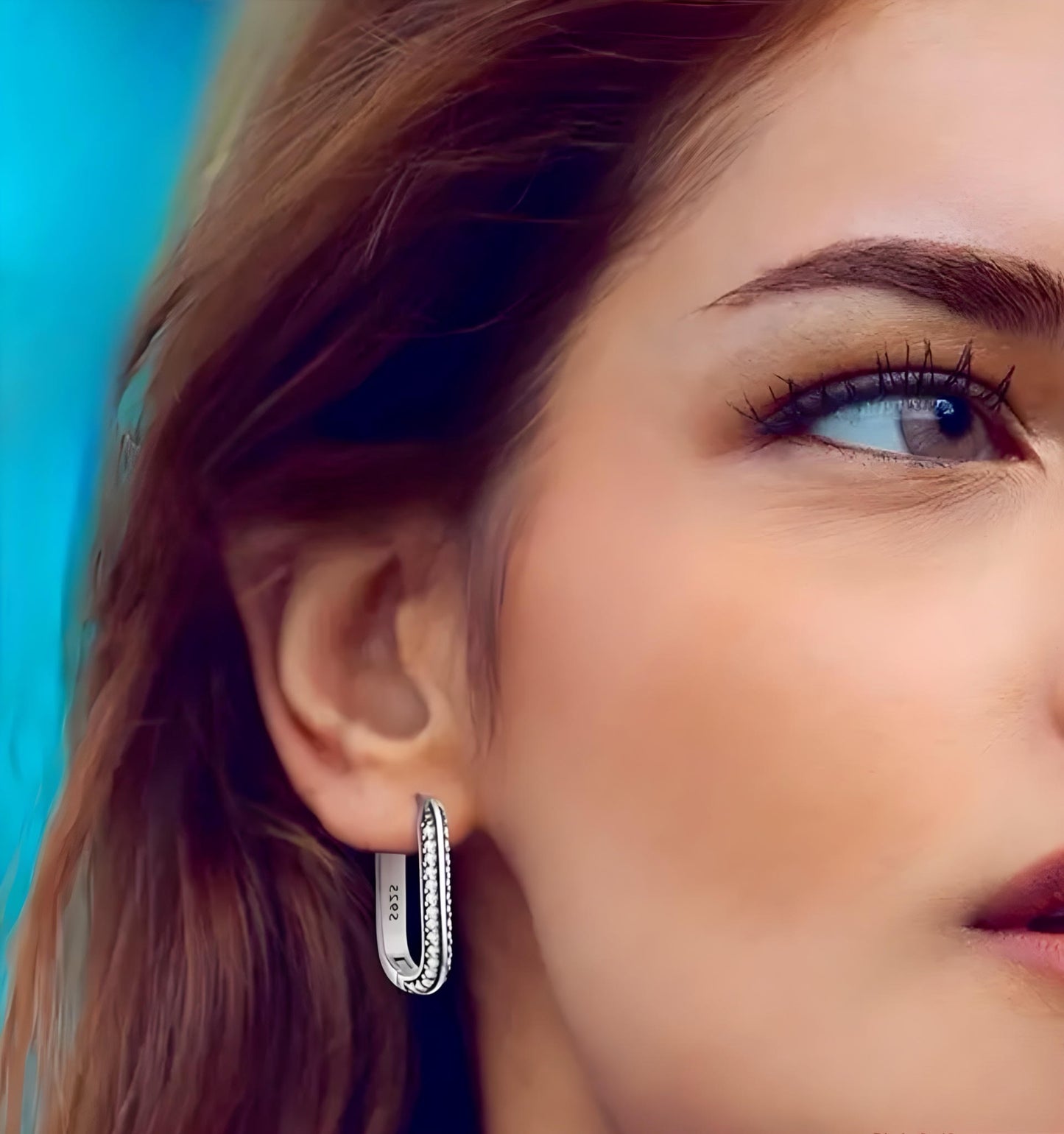 Sterling Silver Hoop Lab Zirconia Earrings