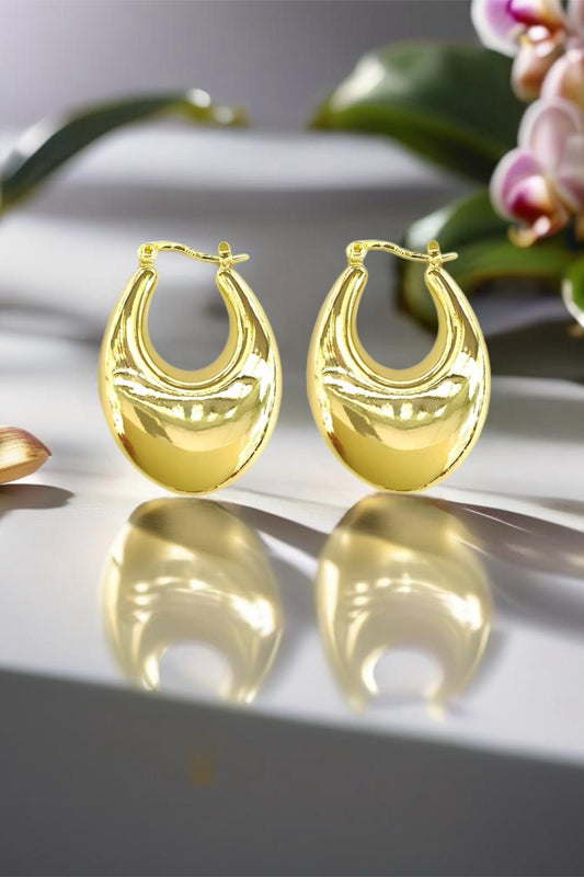 18k Gold Filled Puffed Hoop Earrings