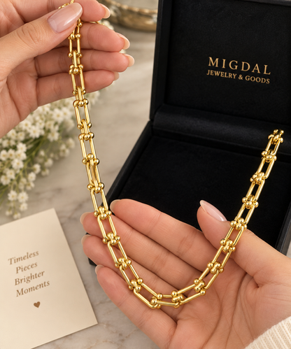 18K Gold Plated Paperclip Link Statement Chain Necklace