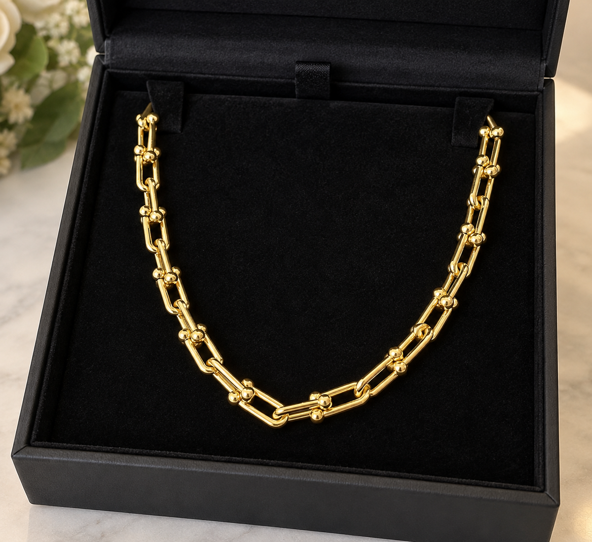 18K Gold Plated Paperclip Link Statement Chain Necklace