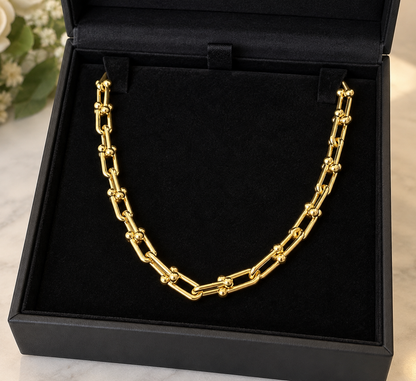 18K Gold Plated Paperclip Link Statement Chain Necklace