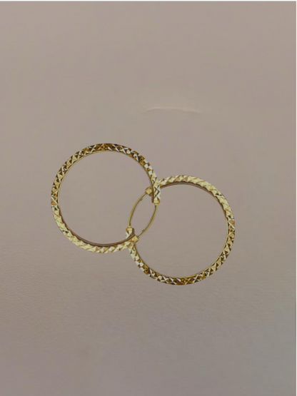 Genuine  Solid 14K Yellow Gold  Hoop Earrings