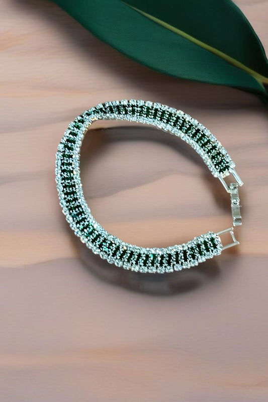 Silver Plated Green Zircon Bracelet