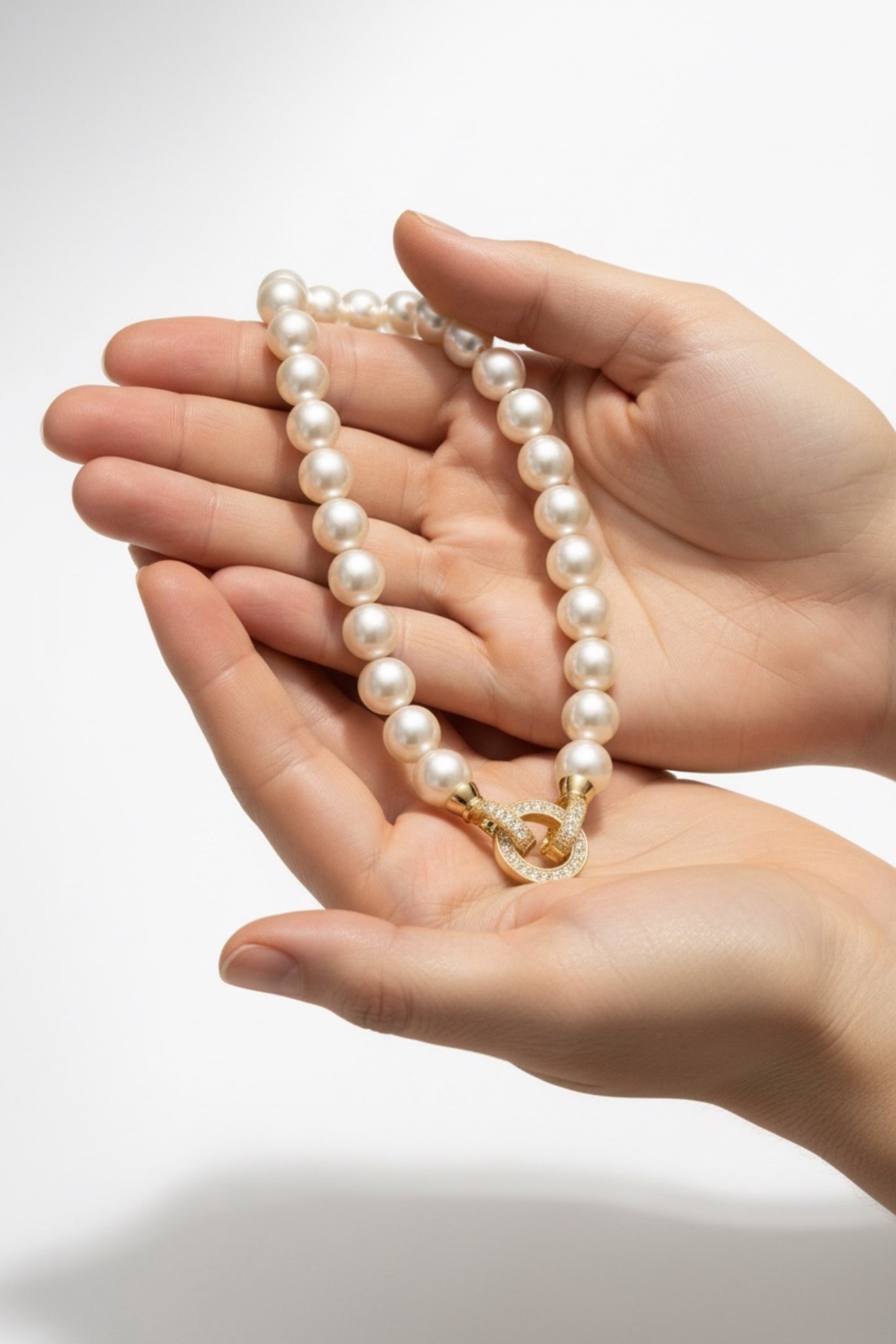 Aurelia Arvelle- Lab Pearl Bracelet with Zircon Clasp- Elegant Pearl Jewelry